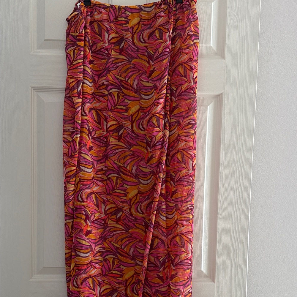 H&M Pink and Orange Leaf Pattern Beach Skirt